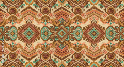 Bohemian Rhapsody: A Watercolor Tapestry of Earthy Tones and Intricate Patterns