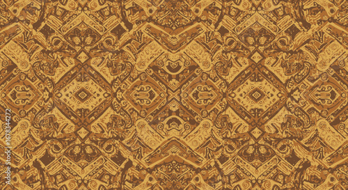 Intricate tribal pattern with rich brown hues offering a cultural aesthetic