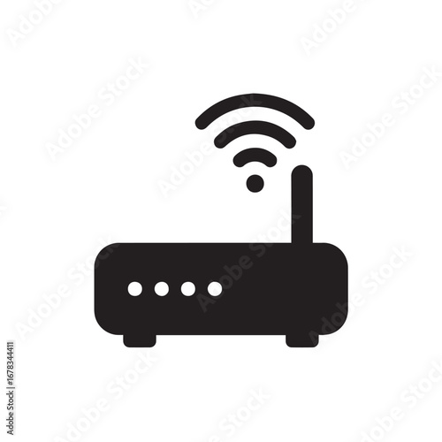 Router silhouette black and white vector icon