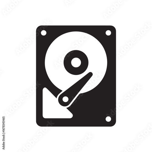 Hard Drive silhouette black and white vector icon