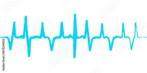 A digital cardiogram line creates a pulsing heart symbol with a musical frequency wave on a black background that symbolizes health and technology