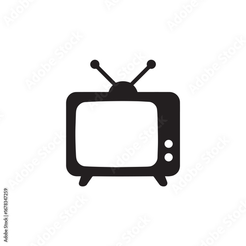 TV silhouette black and white vector icon