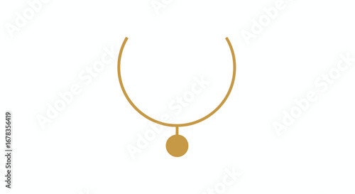 Minimalist Gold Necklace Icon with Circular Pendant Embodying Simple Elegance and Style for Modern Designs