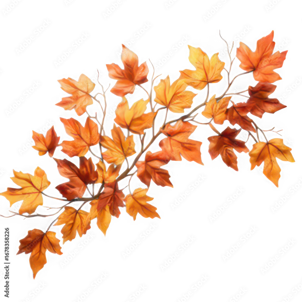 Obraz premium Autumn branch isolated on transparent background