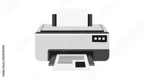 Stylized Printer Illustration Depicting Office Technology and Document Handling Capabilities for Modern Business Use and Information Output