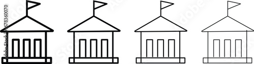 City Services building  Icons vector set, outline vector symbol, City Hall icon set vector art symbol,
