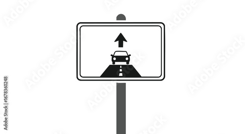 Forward Driving Indication: Straight Ahead Road Sign Depicting Vehicular Advancement Symbolism for Guidance Direction and Navigation155