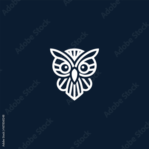Wise owl logo crafted with clean line art for a modern and memorable design.