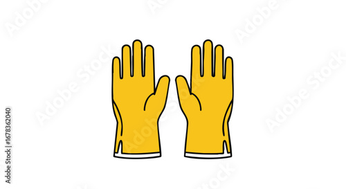 Protective yellow rubber gloves, essential equipment for diverse cleaning tasks and safeguard hands from harm while handling chemicals or rough