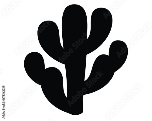Stylized silhouette of a saguaro cactus plant, graphic desert vegetation