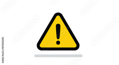 Classic triangular warning sign with bold exclamation mark signaling potential hazard isolated on a clean white backdrop, for safety awareness