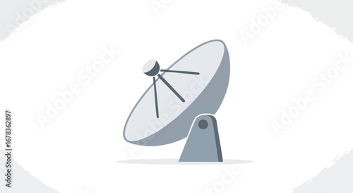 Stylized Satellite Dish Illustration on Plain Background Showcasing Modern Telecommunications Infrastructure