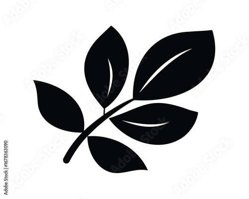 Elegant silhouette of a sprig with leaves creates a sophisticated botanical design