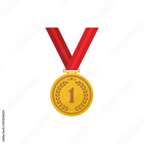 Celebrate your achievement with a gold medal for first place on a red ribbon