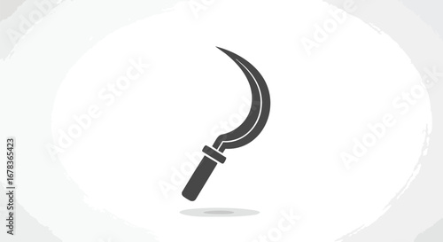 Monochrome Depiction of a Traditional Sickle Tool: Vector Art Illustrating Agricultural Heritage and Harvesting Symbolism