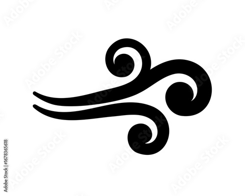 Stylized illustration of wind gust, wind icon, air motion, weather symbol