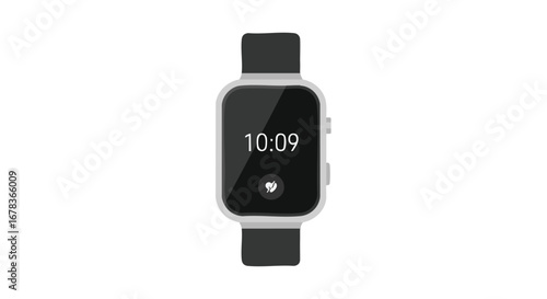 Modern digital smartwatch showcasing minimalist design and clean interface for health and fitness tracking isolated on white background