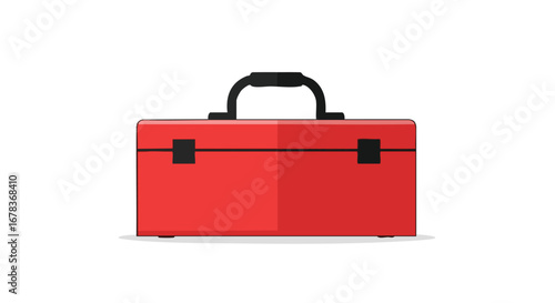 Striking Red Toolbox with Classic Design, a Symbol of Craftsmanship and Organization in Bold Flat Illustration style