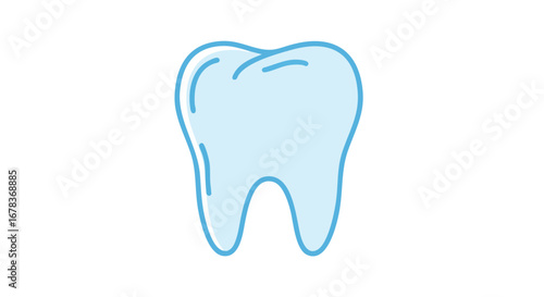Stylized dental molar illustration showcasing oral health and hygiene with a simple blue design, suitable for educational materials and healthcare