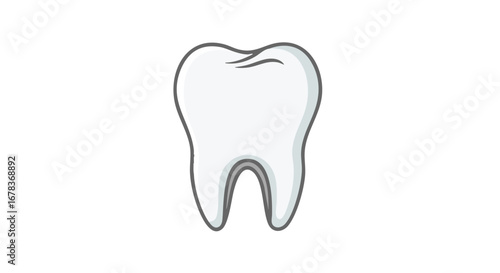 Stylized dental molar illustration promoting oral hygiene awareness and healthy teeth protection against caries and infections