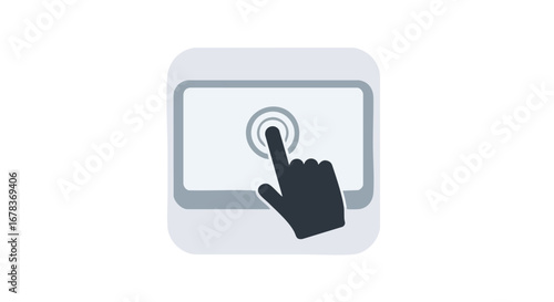 Finger gesture on digital touchscreen interface, signifying interaction, technology, and control of digital equipment, a simple and modern touch