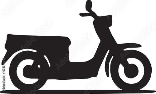 Simple Silhouette of a Scooter with Sidecar