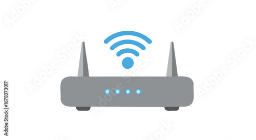 Stylized WiFi Router Illustration Depicting Connectivity and Wireless Network Signal Strength for Home or Office Use