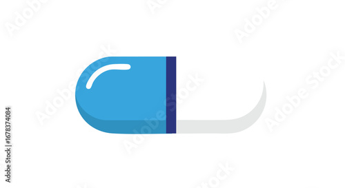 Blue and White Capsule Pill Illustration for Health and Medical Designs showcases minimalist capsule on a clean white backdrop ideal for drug design