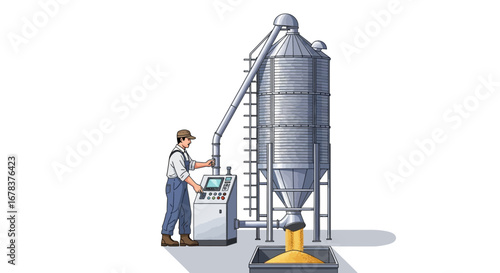 Agricultural Operator Overseeing Grain Processing via Advanced Control System