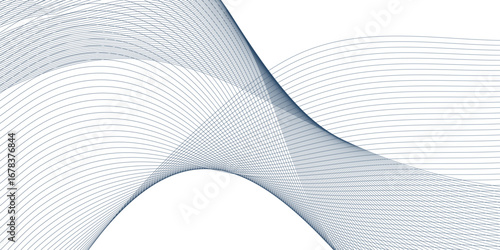 Dynamic minimal smoke sound blue line. Abstract glowing white slow speed stripe sound blend line smooth flow soundwave curve energy gradient vector futuristic digital outline line science design.	