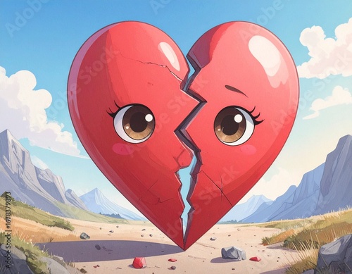 Happy Blue Cloud with Kawaii Face on White Background