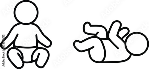 Simple baby icons sitting rolling