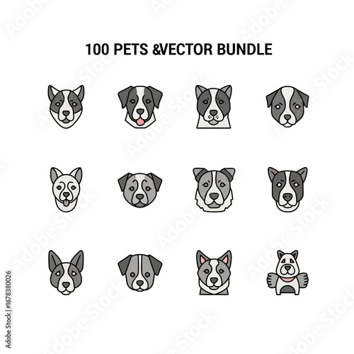 Adorable dog faces collection for creative pet projects and designs