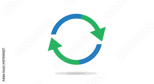 A Blue and Green Cycle Arrow Illustration for Business Process Management Presentation, Minimalist Renewal, Reload Circular Design, Modern Process