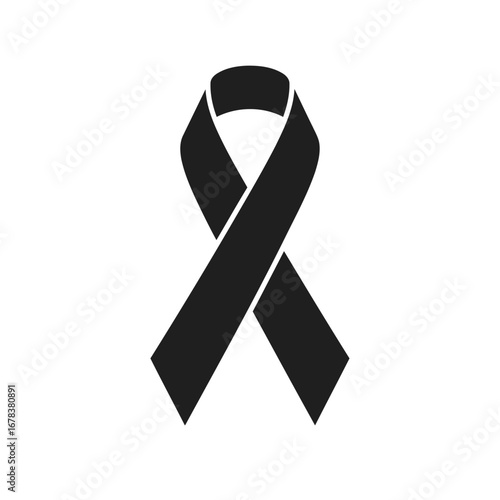 Black awareness ribbon, symbol of support for a cause.