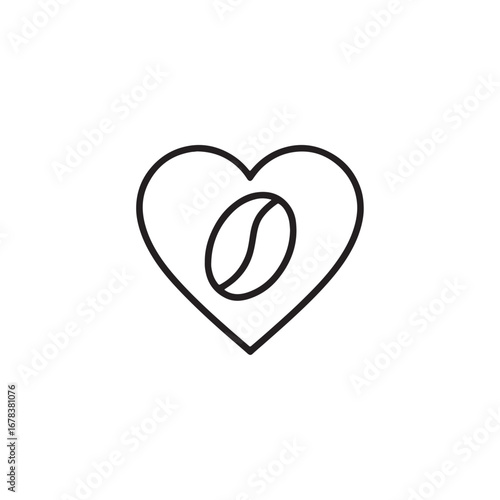Coffee love, heart and coffee bean icon