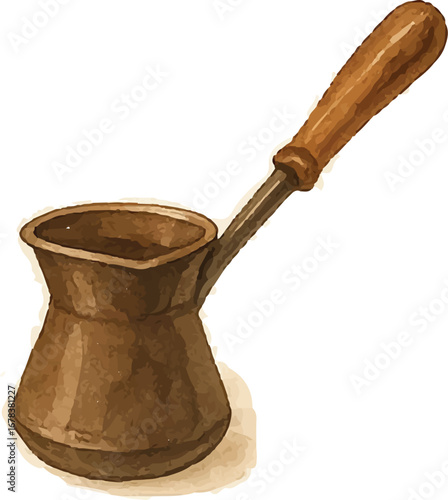 Turkish Coffee Pot Watercolor Drawing