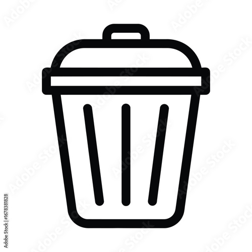 Trash Can Icon Clean and Simple Wastebin Illustration