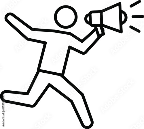 Person with megaphone announcing news