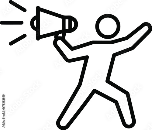 Person with megaphone announcing loudspeaker public speaking