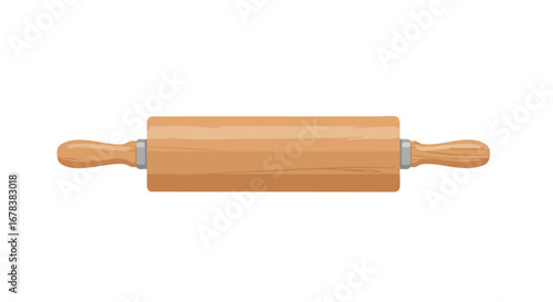 Essential baking tool: Detailed illustration of a wooden rolling pin for dough preparation in culinary arts