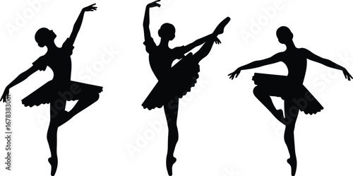 Ballet dancers silhouette graceful poses