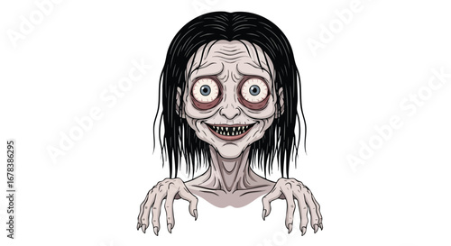 Eerie Undead Apparition: A chilling illustration of a spectral figure with haunting eyes and skeletal hands offering a glimpse into the supernatural