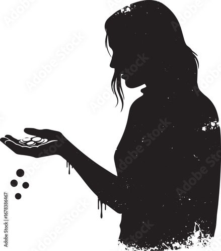 Silhouette of a woman scattering coins, symbolizing financial co
