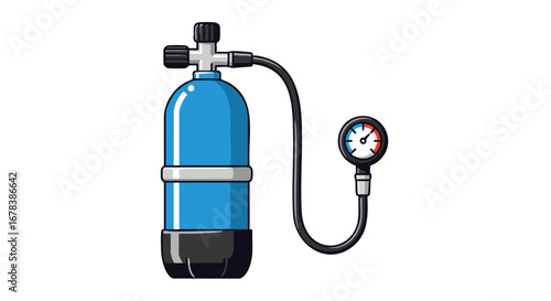 Scuba Tank Illustration with Pressure Gauge Emphasizing Recreational Diving Safety Equipment and Underwater Adventure Preparation