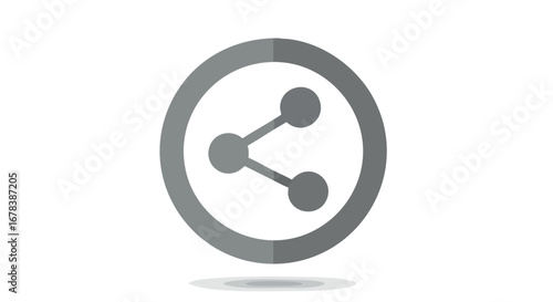 Minimalist share icon with circular border, representing connectivity and distribution network visual presentation