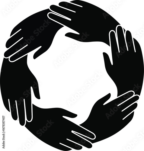 Teamwork circle diverse hands united in unity