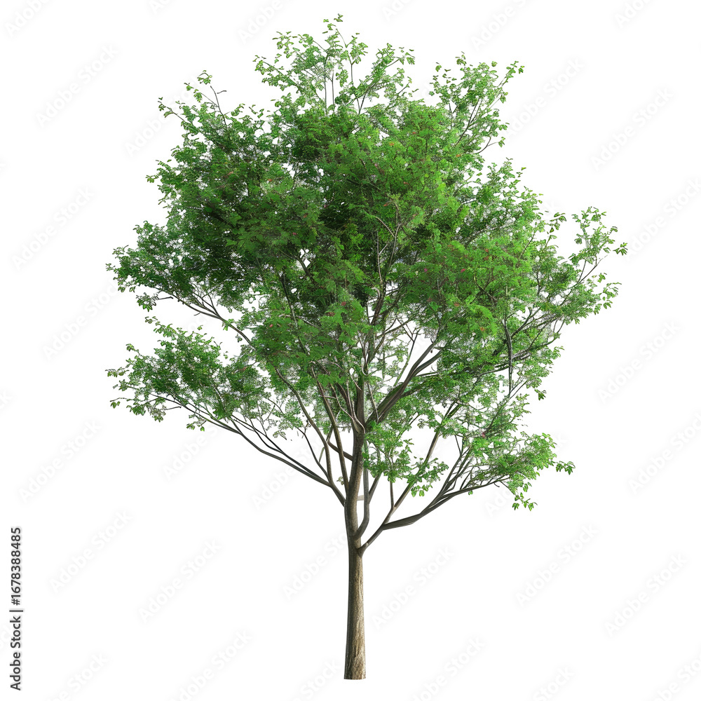 Obraz premium Lush green tree, isolated on black