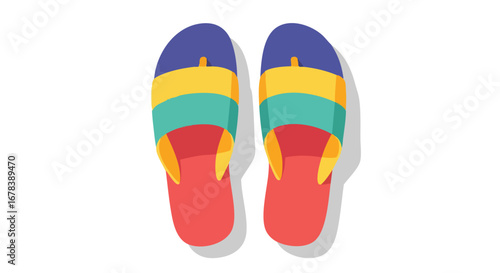 Vibrant summer ready flip flops, offering a casual and colourful footwear option for summer days and beach escapades