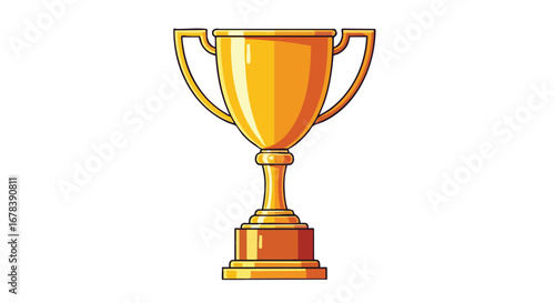 Golden triumph cup radiating success, a symbol of victory and achievement on a pristine white canvas, showcasing excellence in competition
